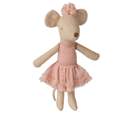 Ballerina-Maus grosse Schwester im rosa Tutu mit Pompon, freigestellt