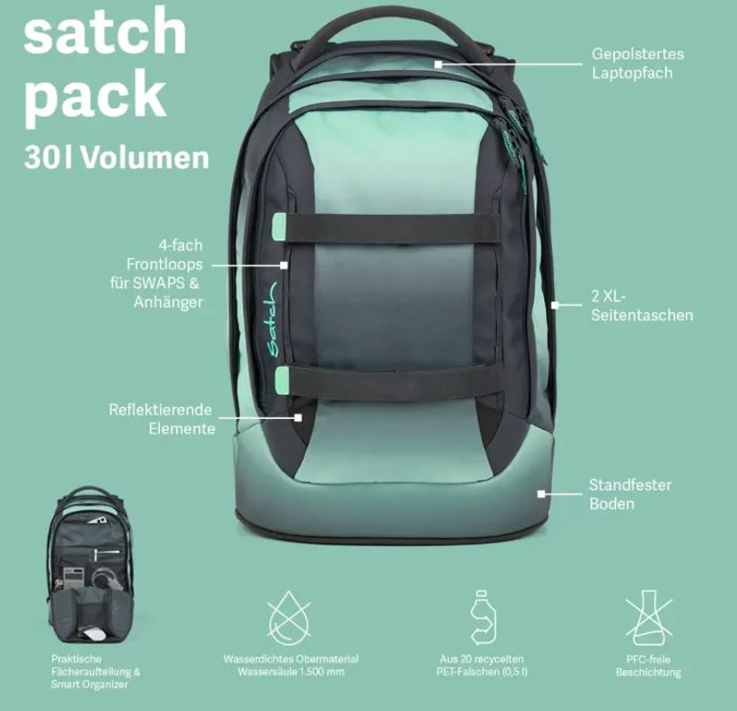Satch Pack Schulrucksack Seismic Green - Bild 6