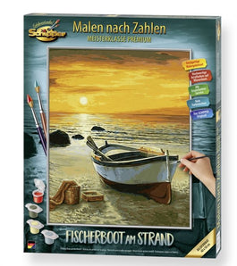 Schipper Fischerboot am Strand 40 x 50cm