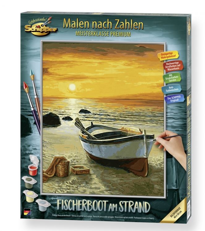 Schipper Fischerboot am Strand 40 x 50cm - Bild 1