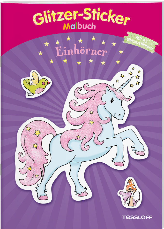 Glitzer- Sticker Malbuch Einhorn - Bild 1