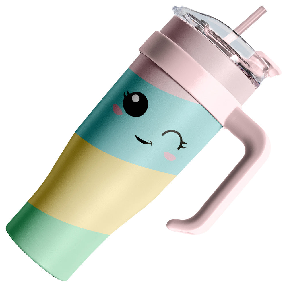 Trinkbecher XXL Miami Kawaii 1.2 Liter Smiley - Bild 1
