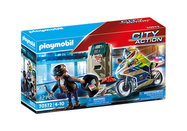 PLAYMOBIL  Polizei-Motorrad: Verfolgung des Geldräubers 70572