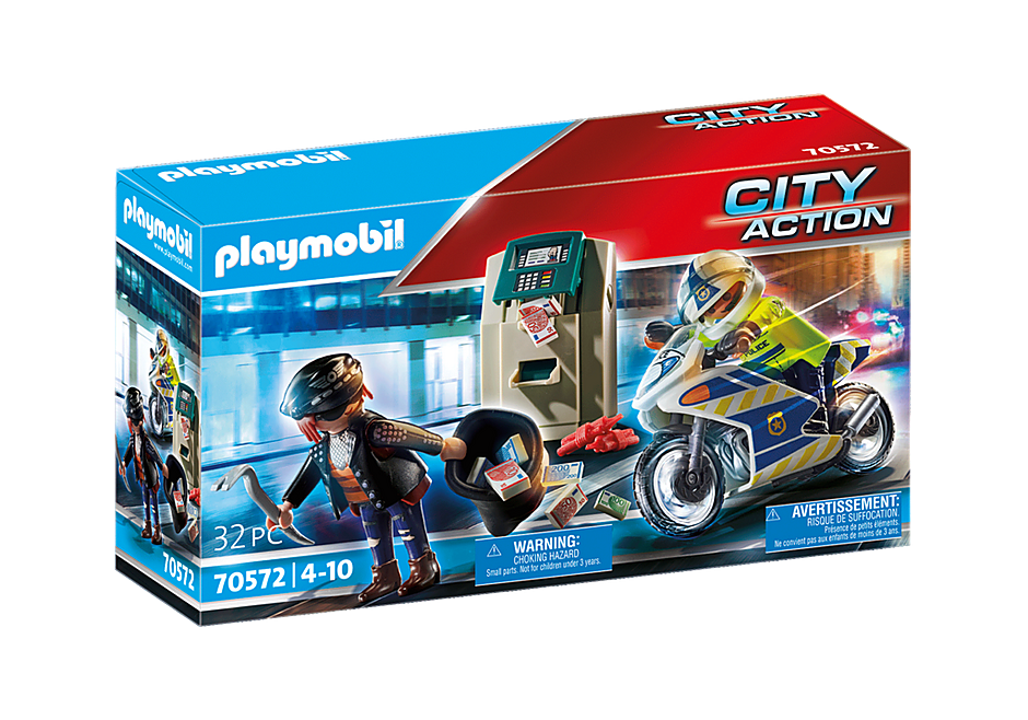 PLAYMOBIL  Polizei-Motorrad: Verfolgung des Geldräubers 70572 - Bild 1