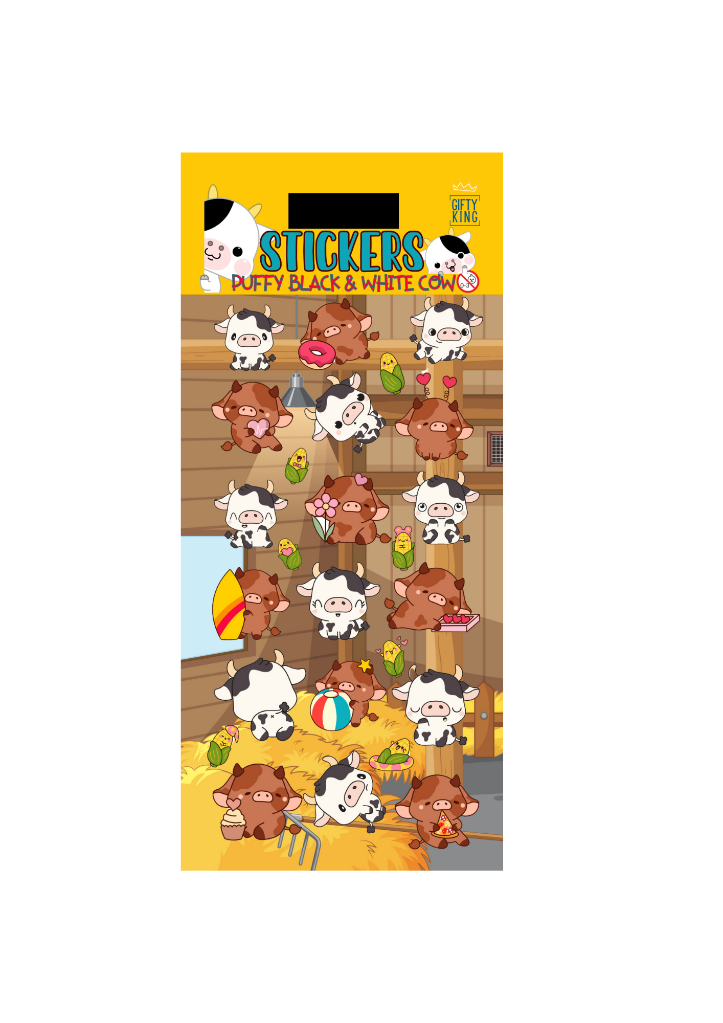 Sticker Puffy Black & White Cow - Bild 1