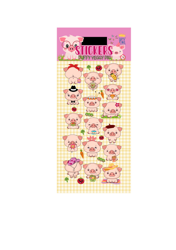 Sticker Puffy Veggy Pig