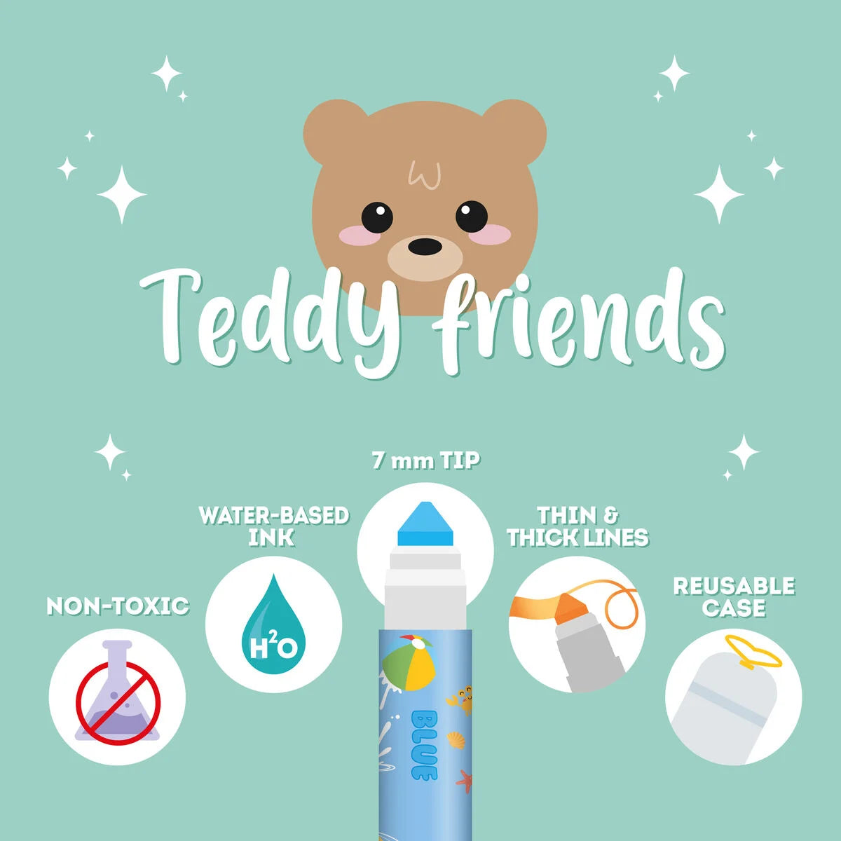 Legami Set mit 12 Filzstiften - Teddy Friends - Bild 2