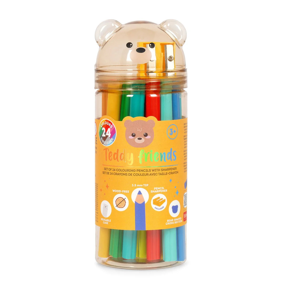 Legami Set mit 24 Buntstiften mit Anspitzer - Teddy Friends - Bild 1