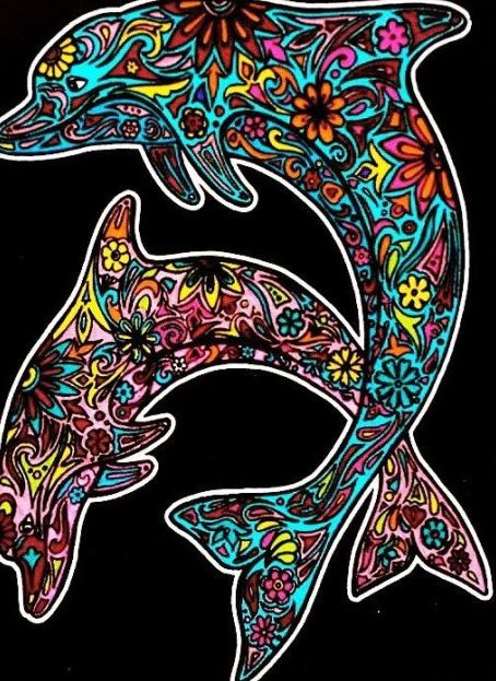 TataRuga Samtbild zum Ausmalen A3 Delfine - Bild 2