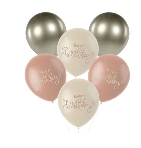 Creme Rose Latexballons Ø33cm 6 Stück - Bild 1