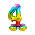 Folienballon Zahl 4 mit Basis rainbow