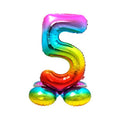 Folienballon Zahl 5 mit Basis rainbow