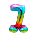Folienballon Zahl 7 mit Basis rainbow