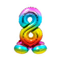 Folienballon Zahl 8 mit Basis rainbow