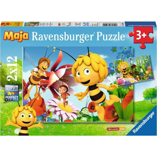 Puzzle Biene Maja auf Blumenwiese 2x12 Teile - Bild 1