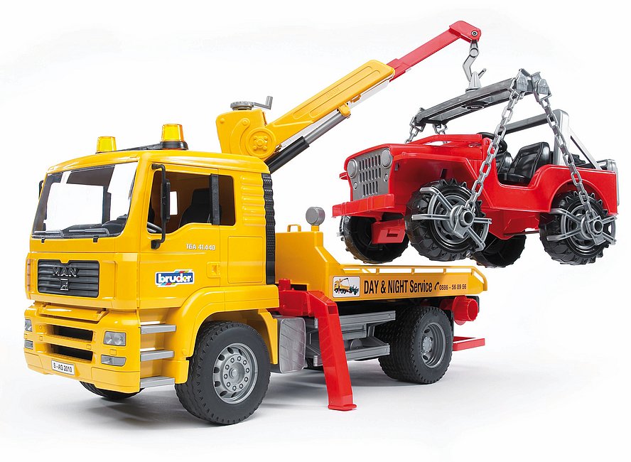 Bruder 02750 Abschlepp-LKW mit Geländewagen - Bild 1