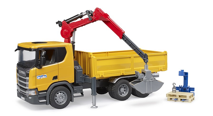 Bruder Scania Super 560R Baustellen- LKW Kran und 2 Paletten 03551 - Bild 3