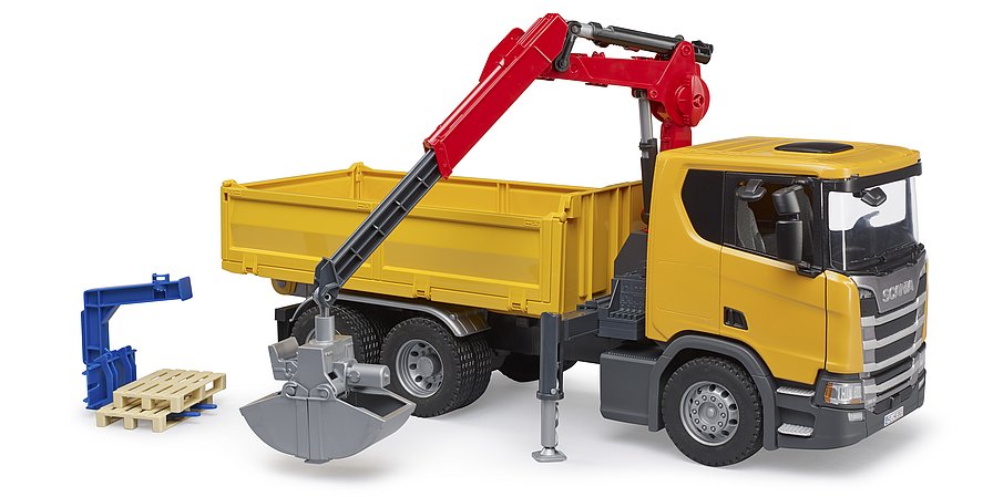 Bruder Scania Super 560R Baustellen- LKW Kran und 2 Paletten 03551 - Bild 4