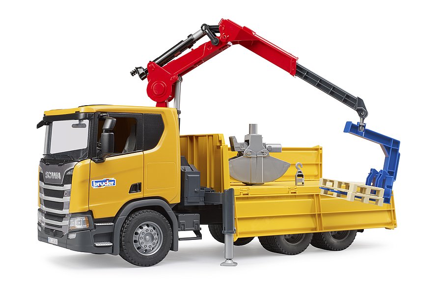 Bruder Scania Super 560R Baustellen- LKW Kran und 2 Paletten 03551 - Bild 1