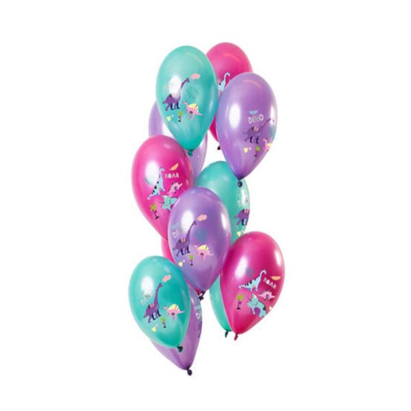 Latexballons Dinosaurier metallic lila mehrfarbig - Bild 1