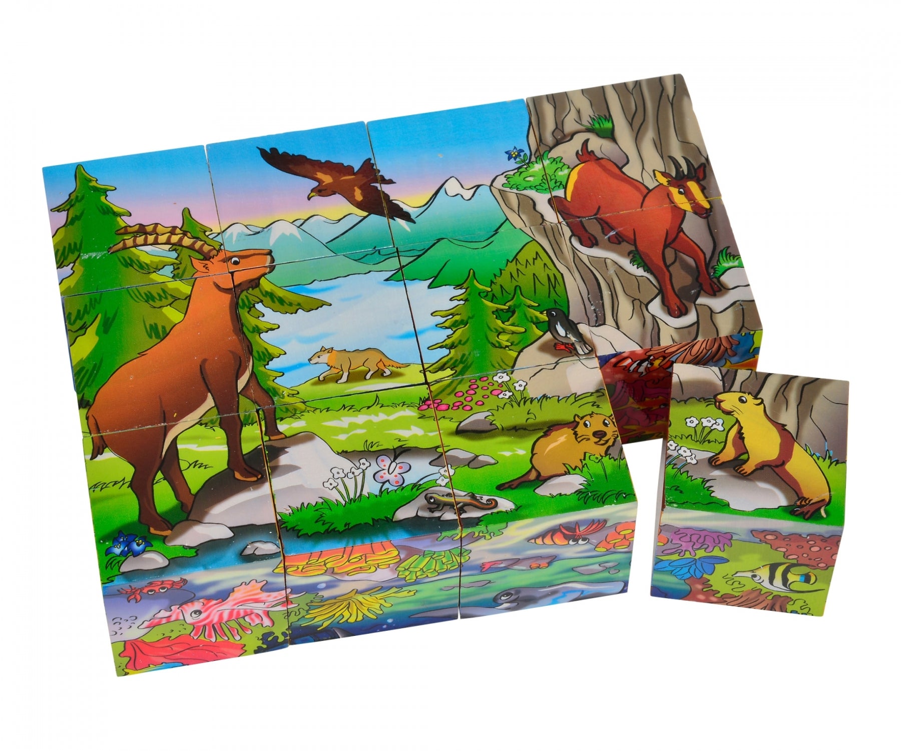 Würfelpuzzle Tiere aus Holz 12-teilig - Bild 6