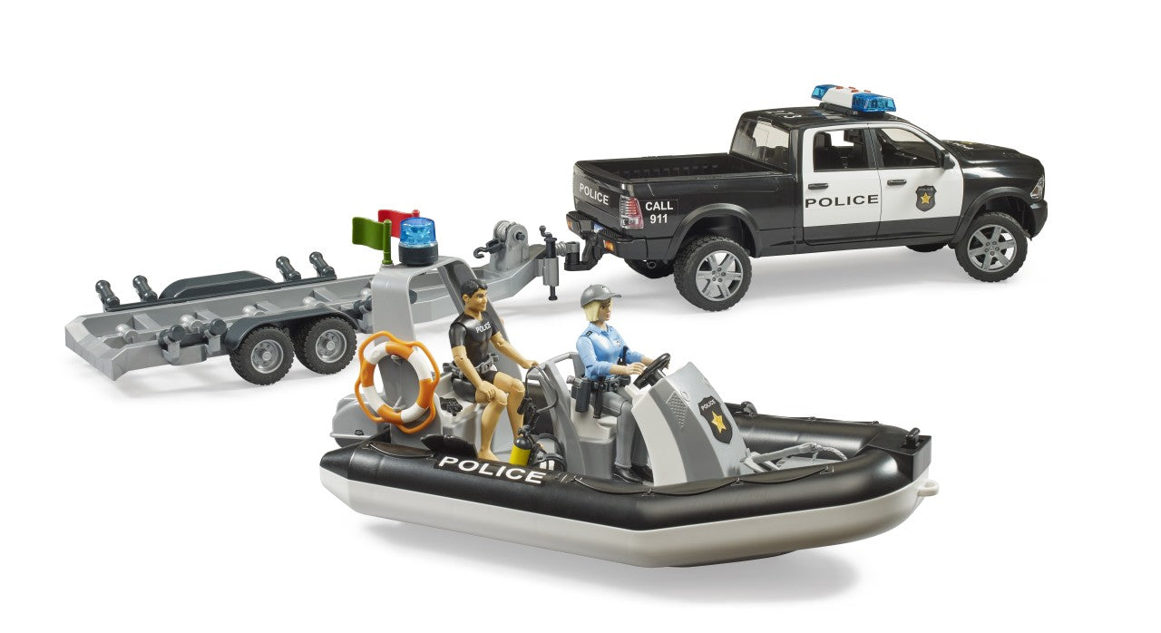 Bruder 02507 RAM 2500 Polizei-Pickup mit Anhänger, Boot und 2 Figuren - Bild 3