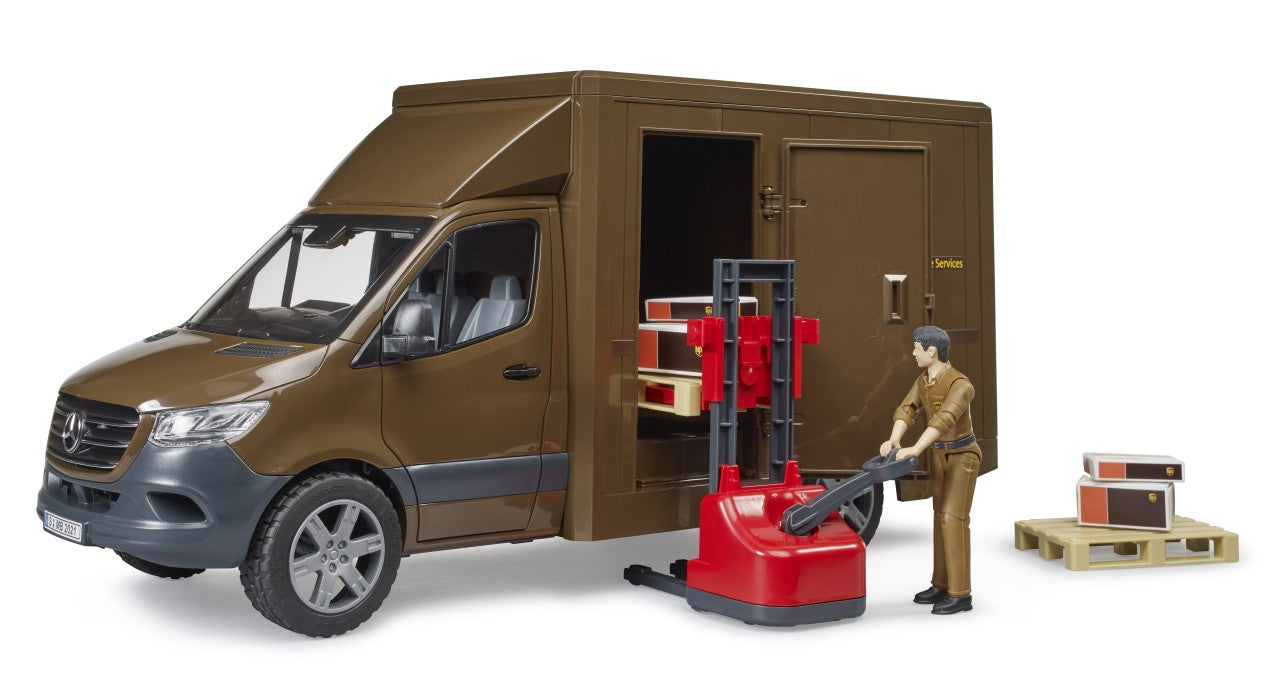 Bruder 02678 MB Sprinter UPS mit Fahrer, Hubwagen und Paketen - Bild 3
