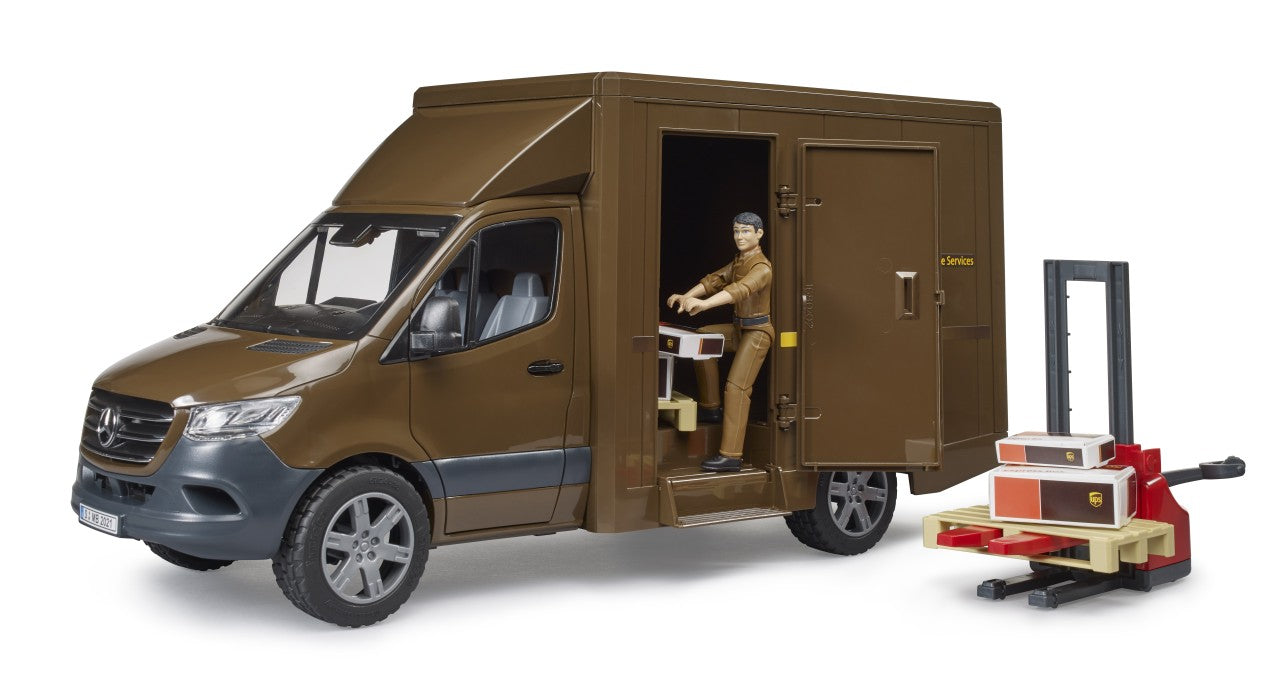 Bruder 02678 MB Sprinter UPS mit Fahrer, Hubwagen und Paketen - Bild 4
