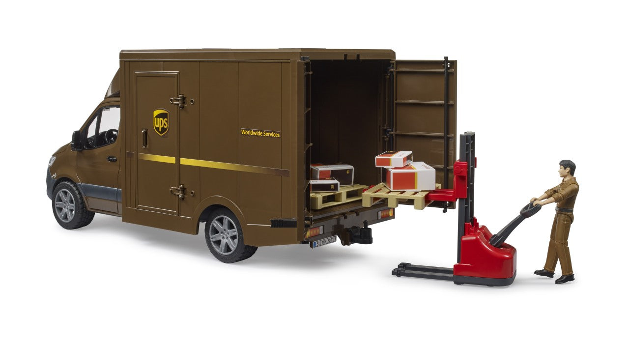 Bruder 02678 MB Sprinter UPS mit Fahrer, Hubwagen und Paketen - Bild 5