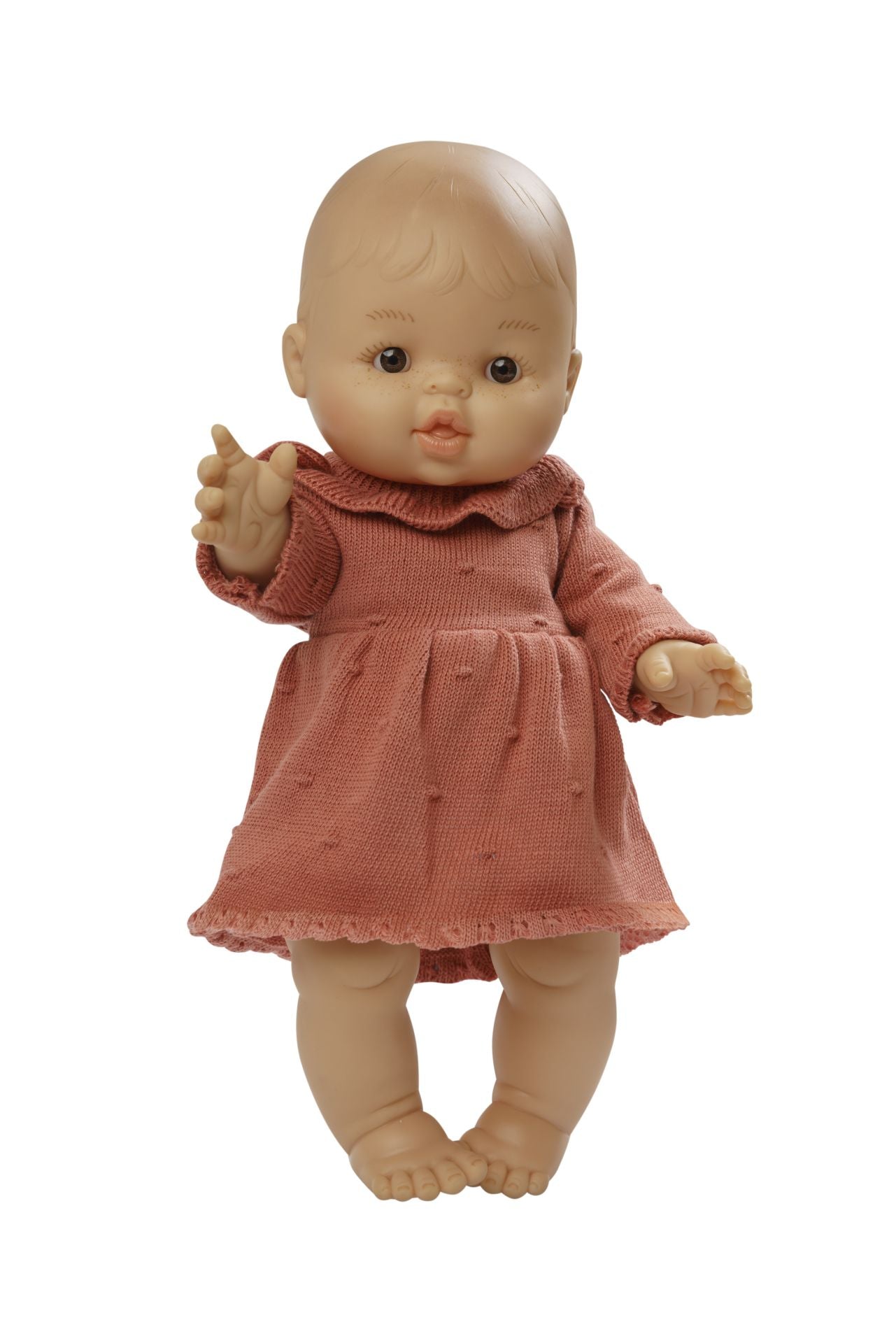 Puppenstrickkleid pfirsich Gr. 35 - 45cm - Bild 2