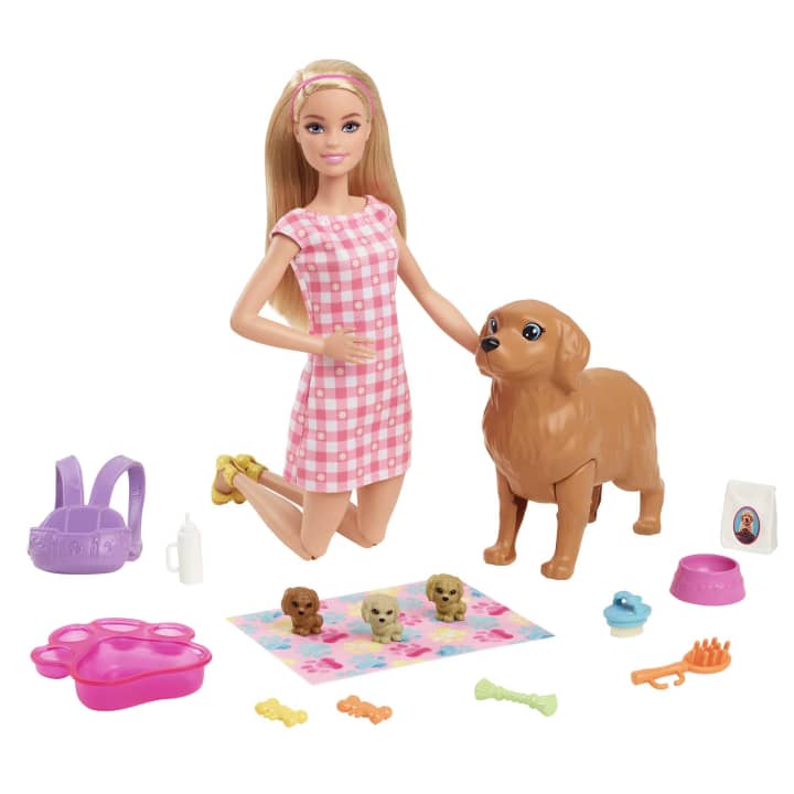 Barbie Puppe (blond) mit Hund und Welpen - Bild 2