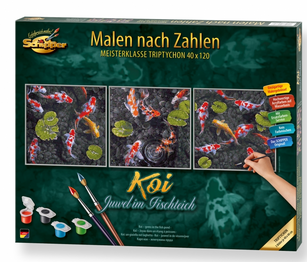 Schipper Koi Juwel im Fischteich Triptychon 120x40cm