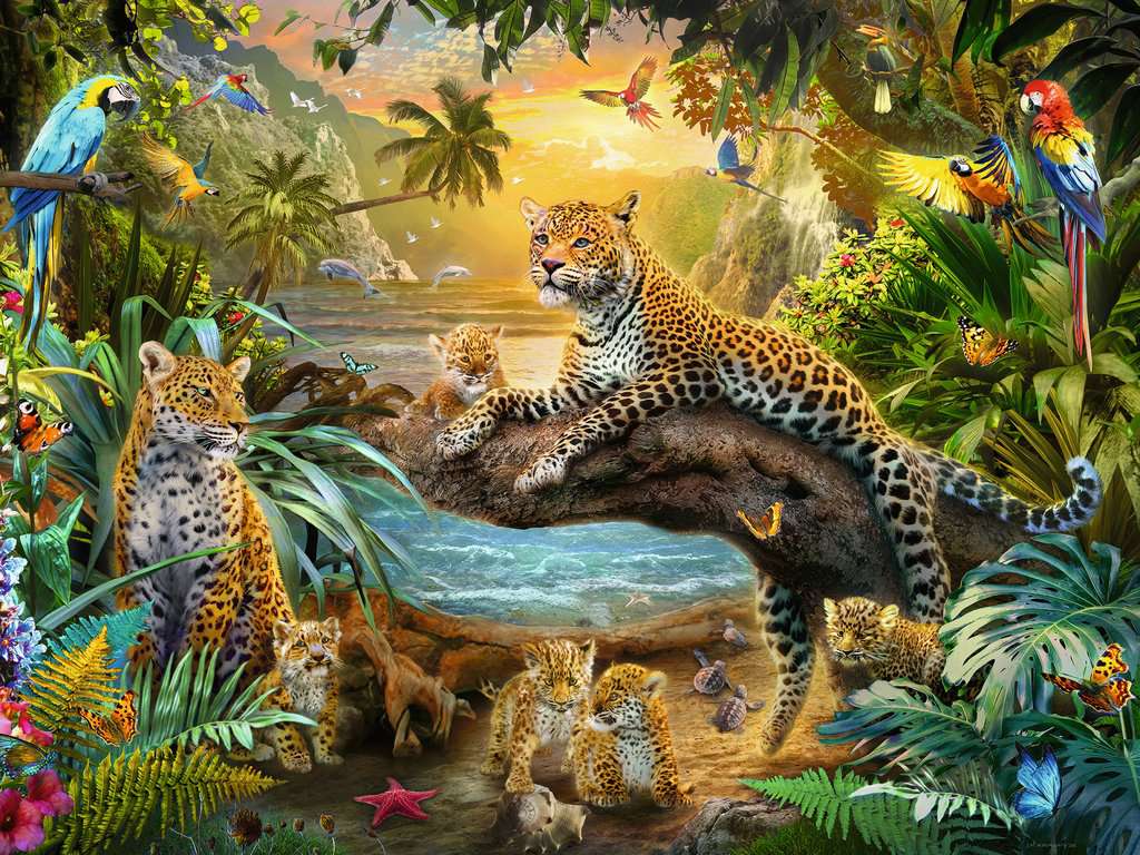 Puzzle 1500 Teile Leopardenfamilie im Dschungel 00.738 - Bild 2