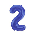 Folienballon Zahl 2 blau metallic matt