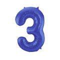 Folienballon Zahl 3 blau metallic matt