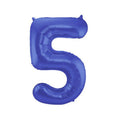 Folienballon Zahl 5 blau metallic matt