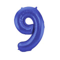 Folienballon Zahl 9 blau metallic matt