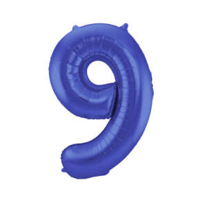 Folienballon Zahl 9 blau metallic matt - Bild 1