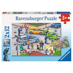 Puzzle Mit Blaulicht unterwegs 2x12 Teile