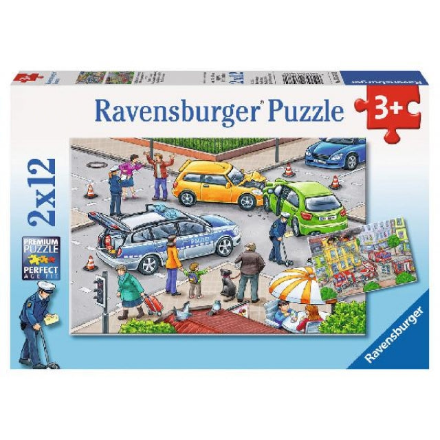 Puzzle Mit Blaulicht unterwegs 2x12 Teile - Bild 1