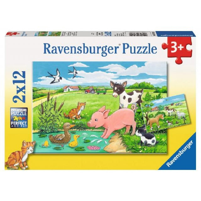Puzzle 2x12 Teile Tierkinder auf dem Land - Bild 1