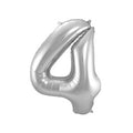 Folienballon Zahl 4 silber