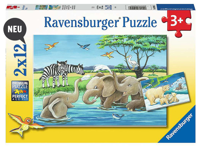 Ravensburger Puzzle 2x12 Teile - Tierkinder aus aller Welt - Bild 1