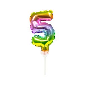 Folienballon Zahl 5 Tortendeko rainbow