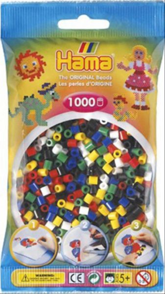 HAMA Bügelperlen Midi - Vollton Mix 1000 Perlen (6 Farben)