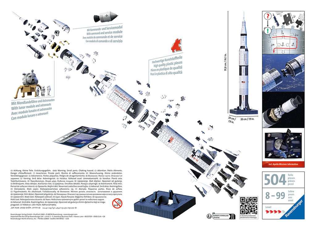 Puzzle 3D Apollo Saturn V 11.545, Ravensburger, Marken