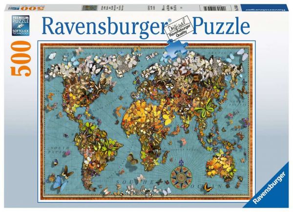 Puzzle 500 Teile Antike Schmetterling-Weltkarte 15.043