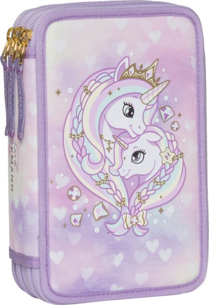 Beckmann Schüleretui 3-fächrig Classic Unicorn Princess Purple