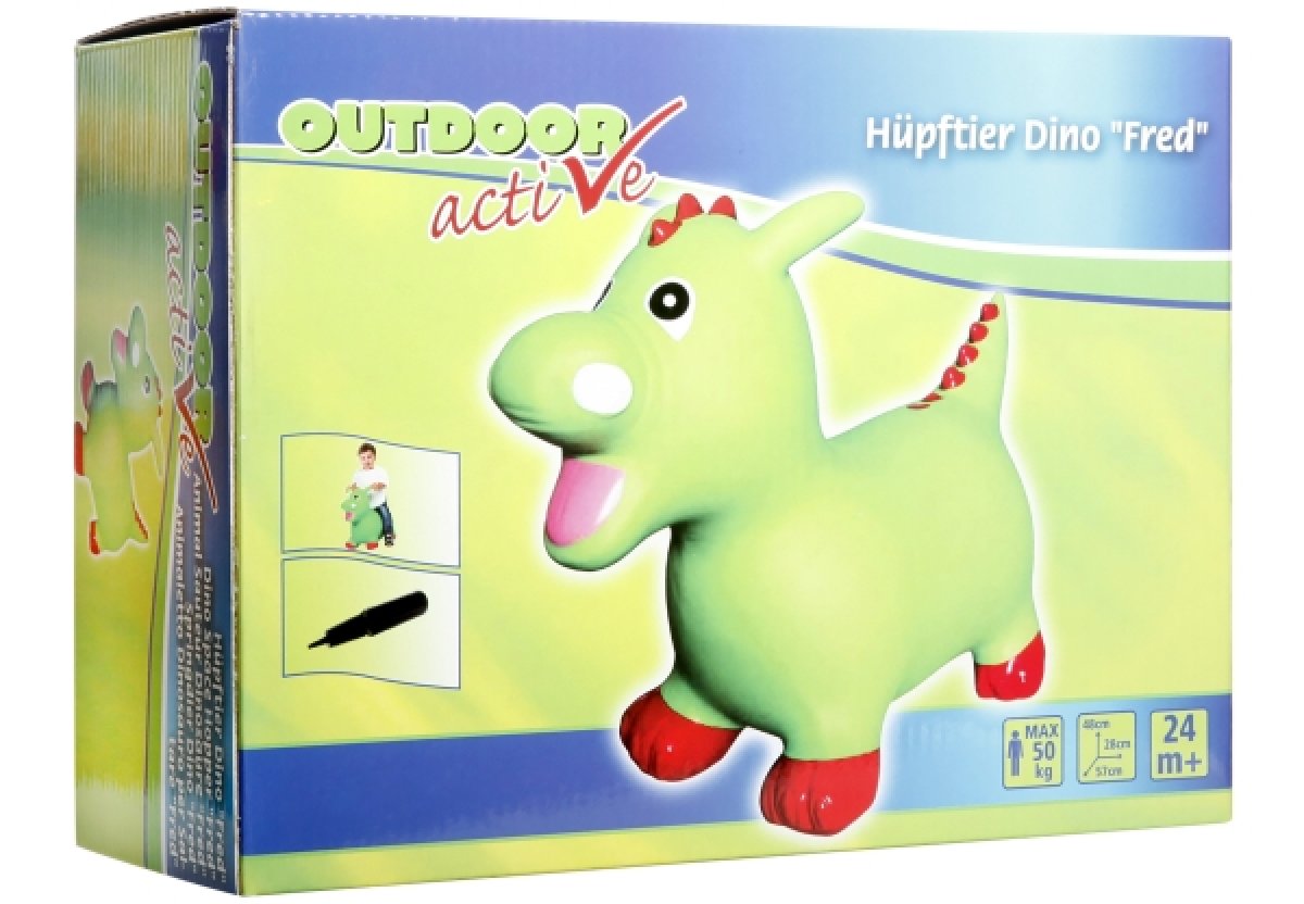 Hüpftier Dino Fred mit Pumpe Kinder Spielzeug Hüpfball Hopser Hüpfer Tier 