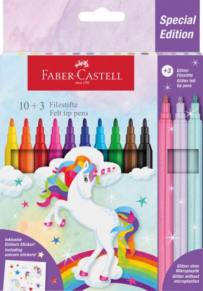 FABER CASTELL Filzstifte 10 + 3 Glitzer